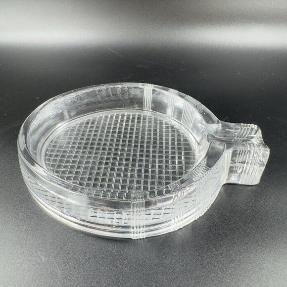 Vintage Mid Century Clear Heavy Glass Ashtray Dish Bowl Textured Bottom Decor - Picture 8 of 10